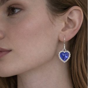 Ювелирные серьги Сердце океана синие