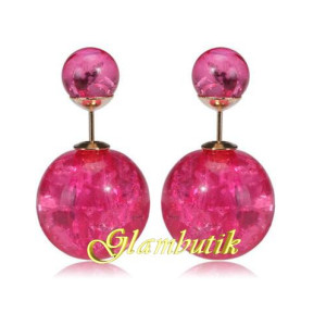Серьги шарики Dior Магия малиновые