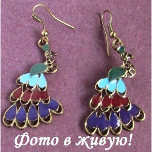 Серьги Цветные птицы