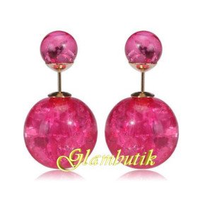 Серьги шарики Dior Магия малиновые