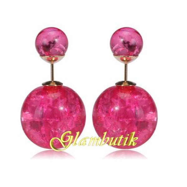 Серьги шарики Dior Магия малиновые