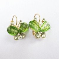 Серьги Сверкающие бабочки салатовые