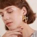 Массивные серьги Мятые пластины золотистые