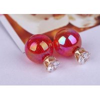Серьги шарики Dior Магия малинавая с цирконом