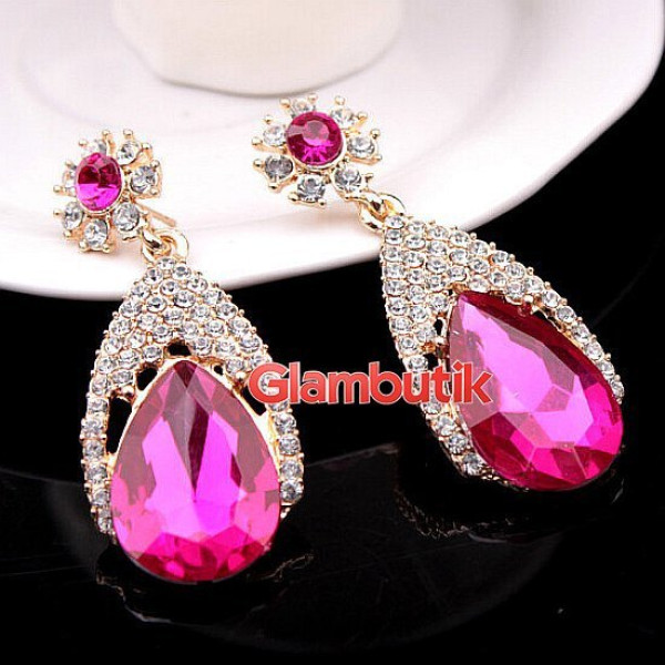 Вечірні сережки Беатріс малинові – Glambutik