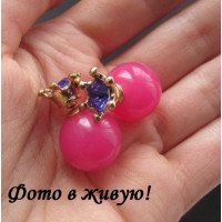 Серьги малиновые шарики Dior Магия с кристаллом