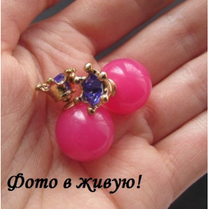 Серьги малиновые шарики Dior Магия с кристаллом