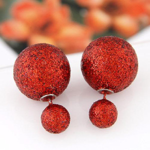 Серьги шарики Dior Снежки красные