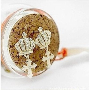 Серьги коронки с крестиками