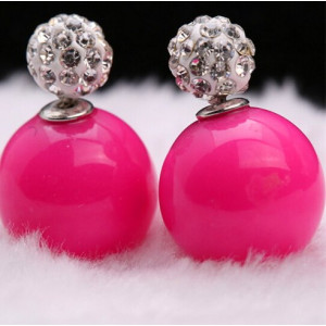 Серьги шарики Dior Роскошь малиновая в белом