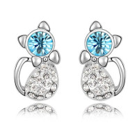 Ювелирные серьги Swarovski Кошки с бантом