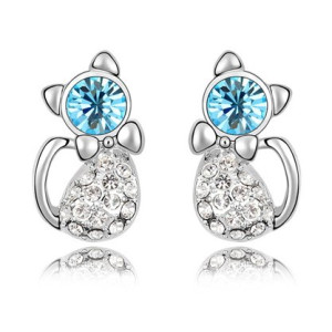Ювелирные серьги Swarovski Кошки с бантом