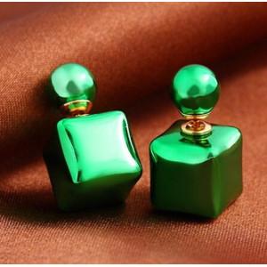 Серьги Зелёные шарики-квадратики Dior