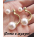 Серьги Белые шарики Дуэт CHANEL в перламутре