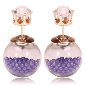 Серьги шарики Dior Surprise с цирконом fiolet