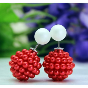 Серьги шарики Dior Ягодки стиля красные