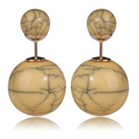 Серьги шарики Dior Бирюза желтые