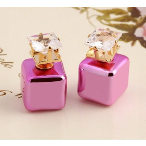 Серьги Розовые шарики-квадратики Dior циркон