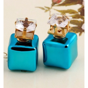 Серьги Голубые шарики-квадратики Dior циркон