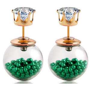 Серьги шарики Dior Surprise с цирконом зелёные