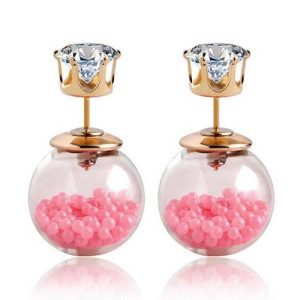 Серьги шарики Dior Surprise с цирконом розовые
