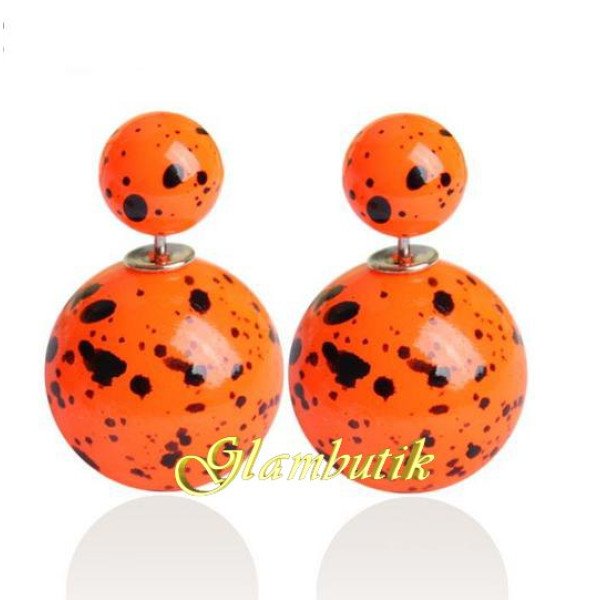 Серьги шарики Dior Пятнышки в оранжевом– Glambutik