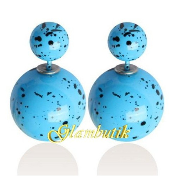 Серьги шарики Dior Пятнышки в голубом