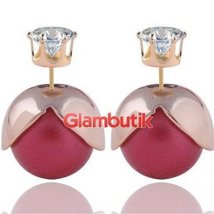 Серьги шарики Dior Цветок циркона с бордо