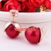 Серьги шарики Dior Цветок циркона с бордо