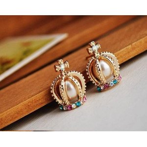 Серьги коронки с жемчужинками
