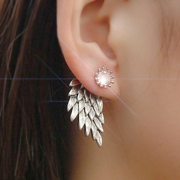 Серебристые серьги Крылья – 3236