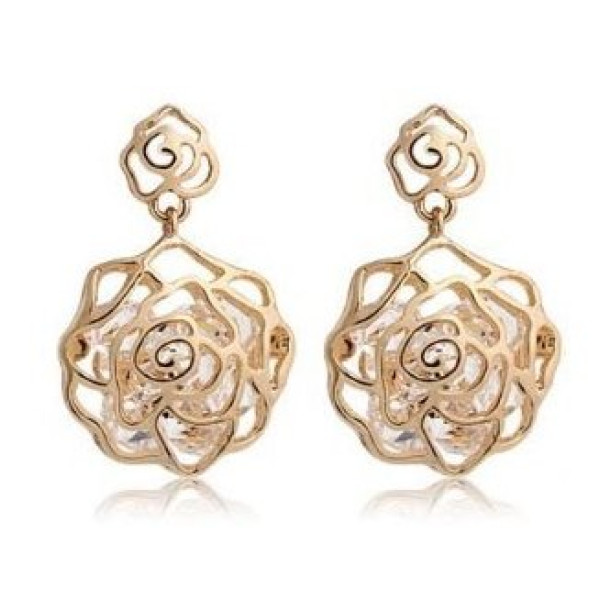 Серьги Роза CHANEL с кристаллами 