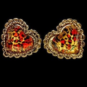 Серьги Леопардовые сердца