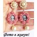 Серьги Камея в розовых розах