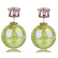 Серьги шарики Dior Магия зеленая с цирконом