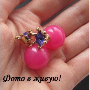 Серьги малиновые шарики Dior Магия с кристаллом