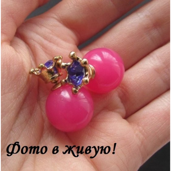 Серьги малиновые шарики Dior Магия с кристаллом