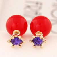 Серьги красные шарики Dior Магия с кристаллом