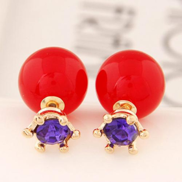 Серьги красные шарики Dior Магия с кристаллом