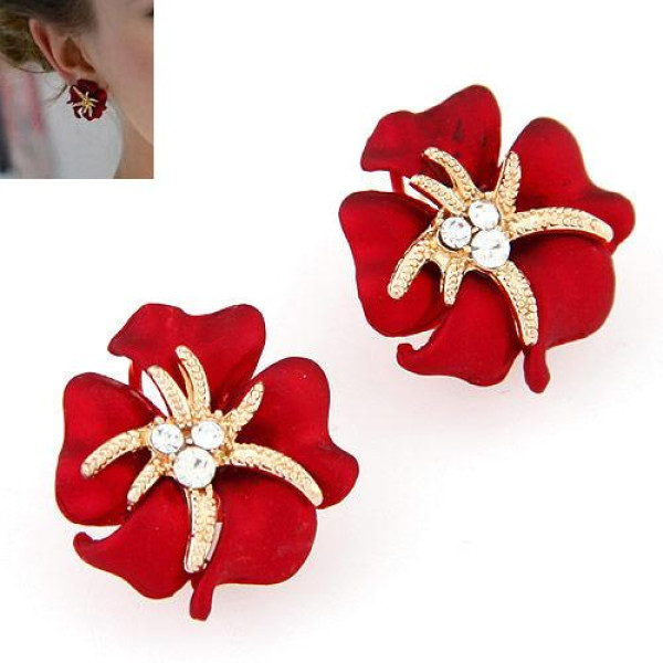 Серьги CHANEL Красный цветок роскоши