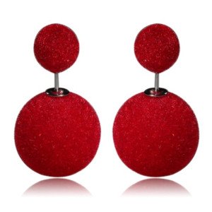 Серьги шарики Dior Красные пушинки