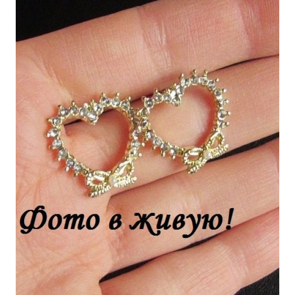 Серьги Сердце с бантиком