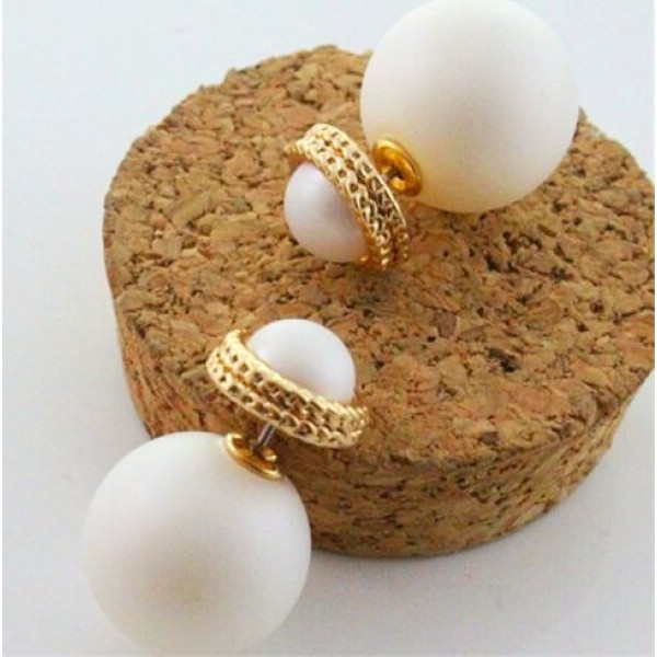 Серьги шарики Dior Матовый мираж белый – 6745