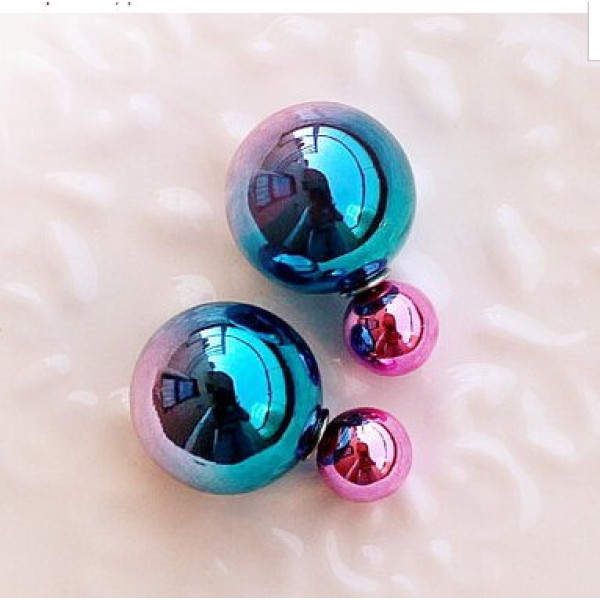 Серьги шарики Dior Розово-голубой блеск
