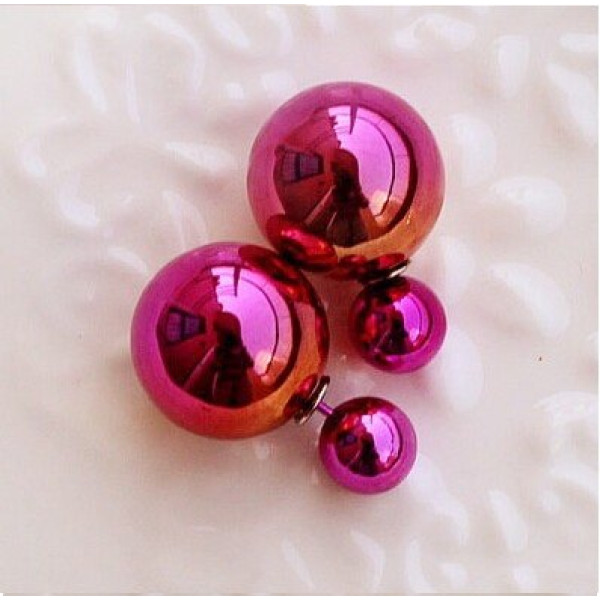 Серьги шарики Dior Розово-красный блеск
