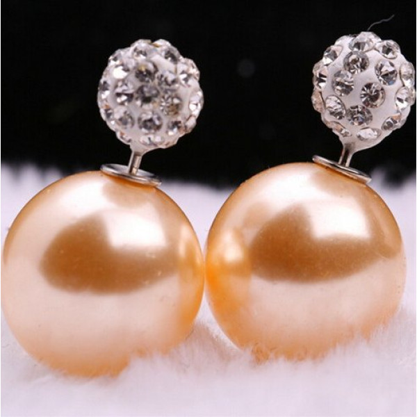Сережки кульки Dior Розкіш кремовий у білому – 6773
