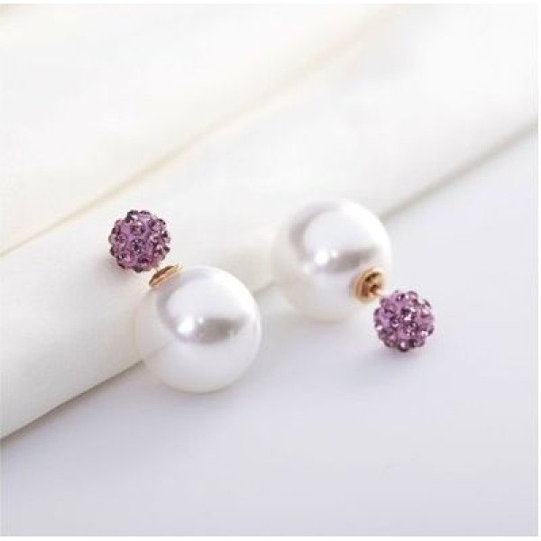 Серьги шарики Dior Роскошь белая в розовом