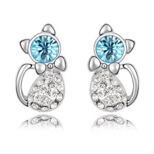 Ювелирные серьги Swarovski Кошки с бантом
