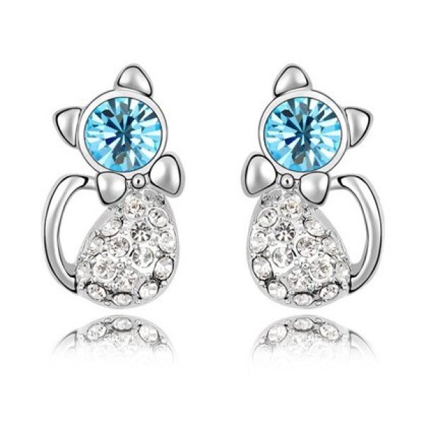 Ювелирные серьги Swarovski Кошки с бантом