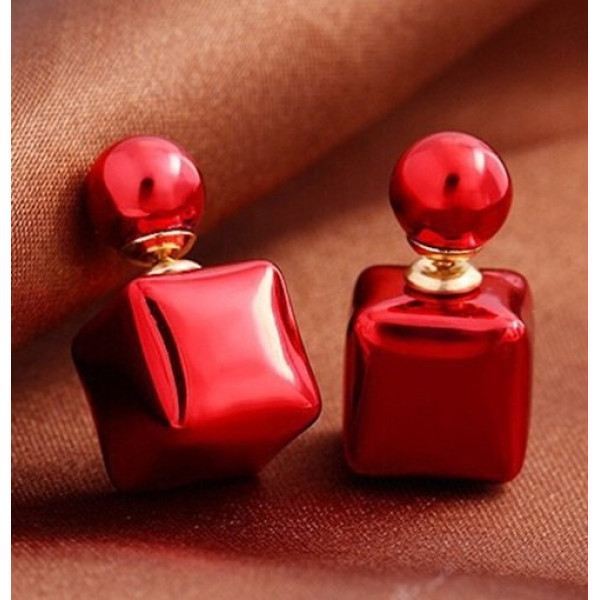 Серьги Красные шарики-квадратики Dior